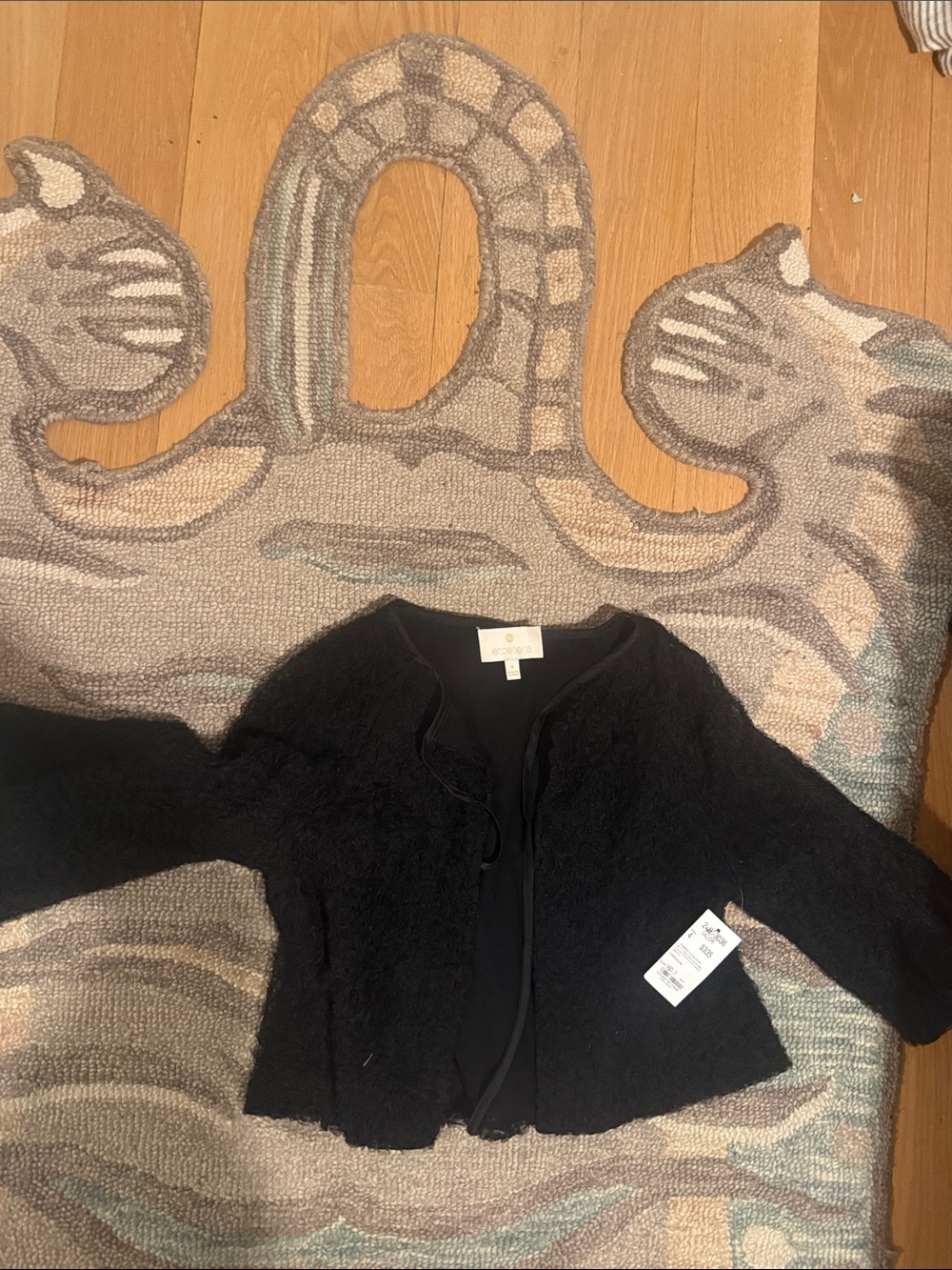 Etcetera Black Fuzzy Tie-Front Sweater Jacket